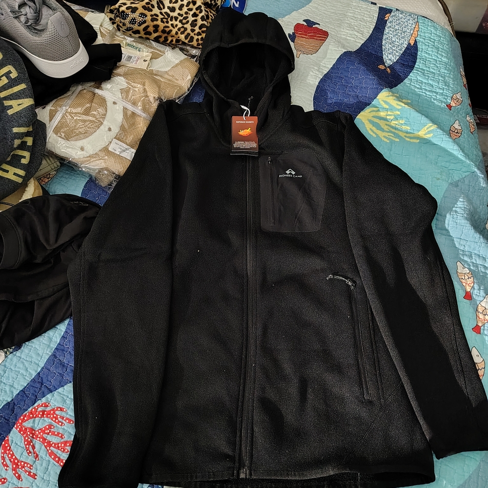 PIONEER CAMP Black Zip-Up Jacket
